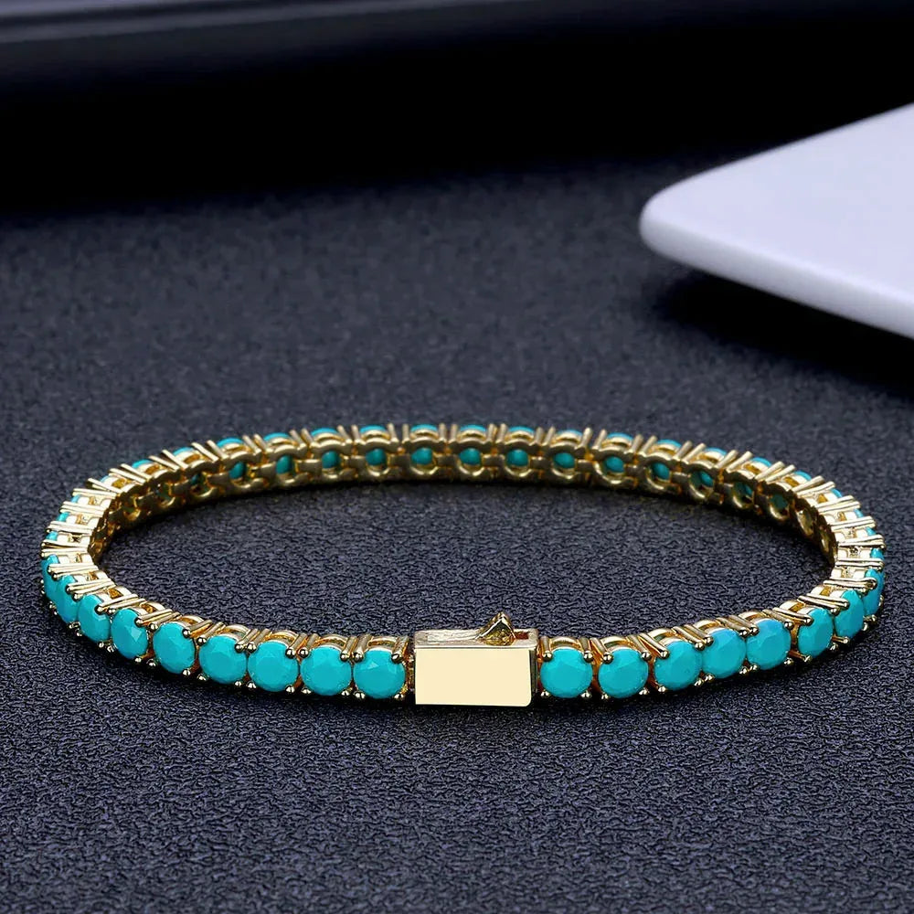 4mm Turquoise Style Tennis Bracelet Hip Hop Jewelry for Men | Caratix Jewelry - CaratixJewelry
